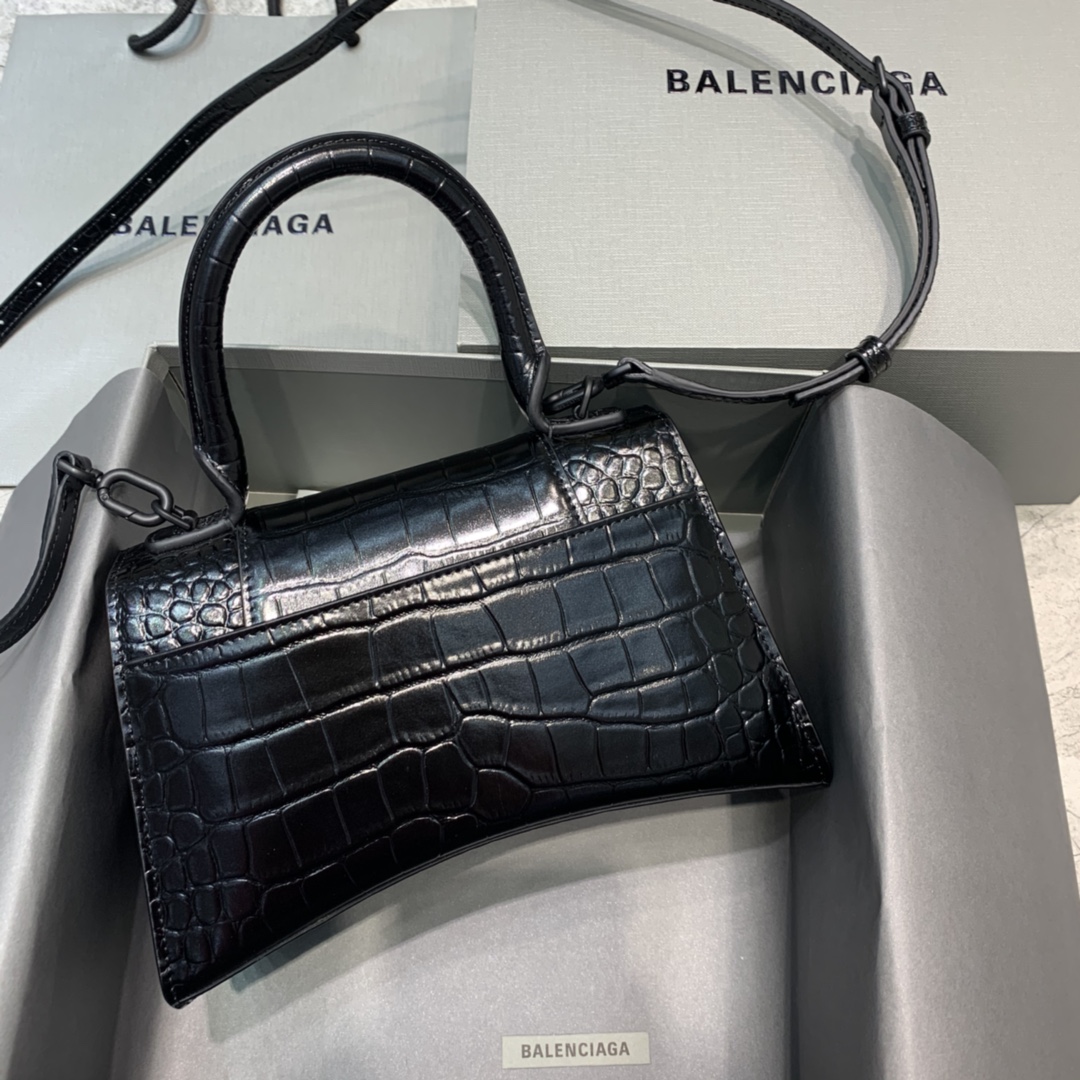 Balenciaga Hourglass Small Handbag Graffiti Shoulder Bag Black